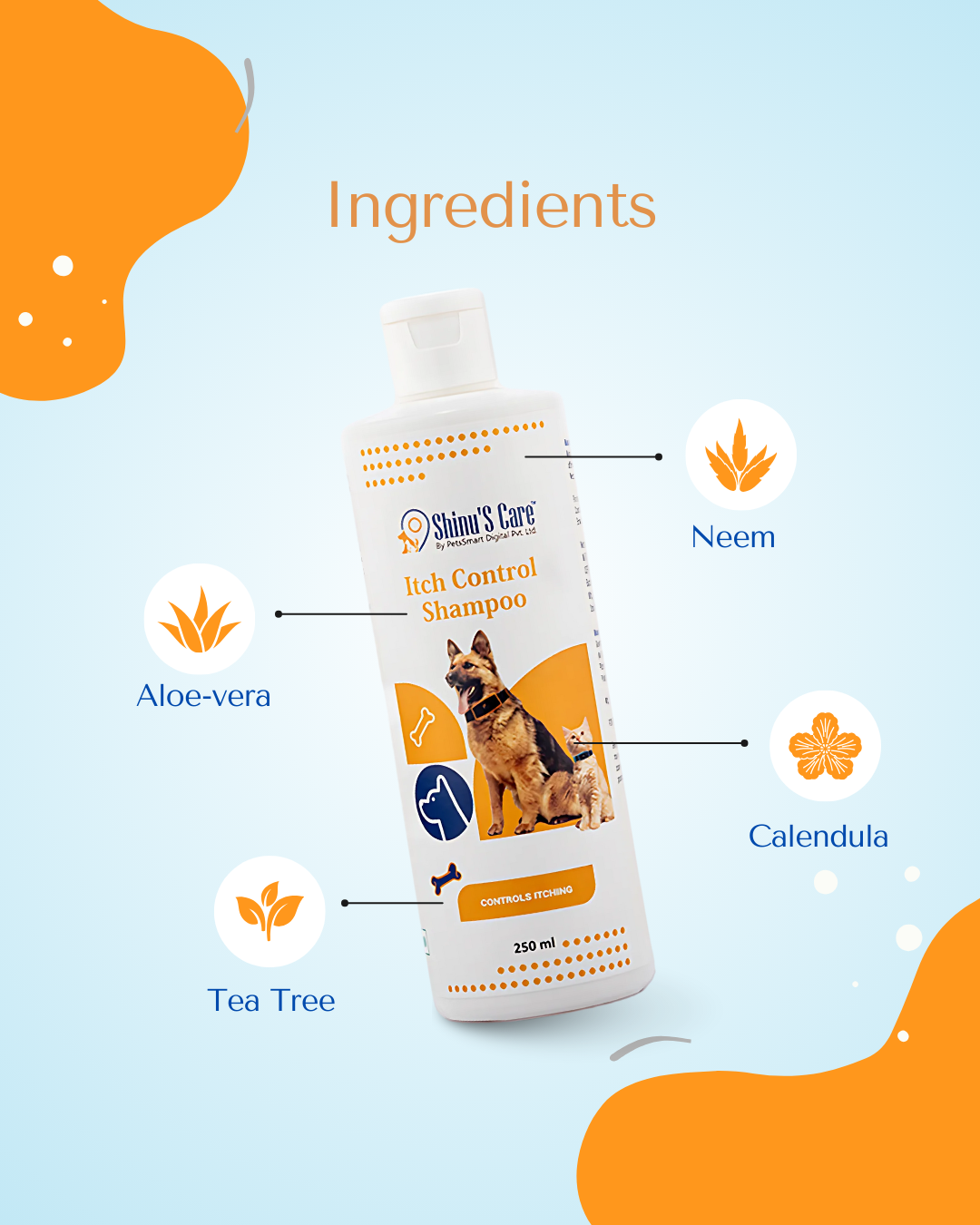 Itch Control Shampoo for Dogs Gentle, Soothing Relief for Itchy, Irritated Skin 250/30ml