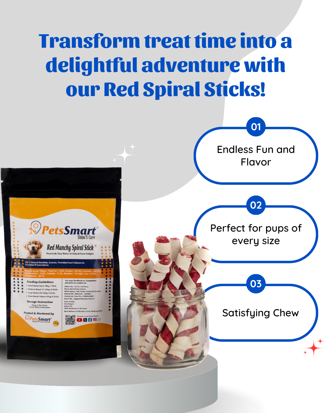 Red Spiral Stick Fun, Chewy, and Delicious Treat for Dogs of All Sizes 200/400 gm