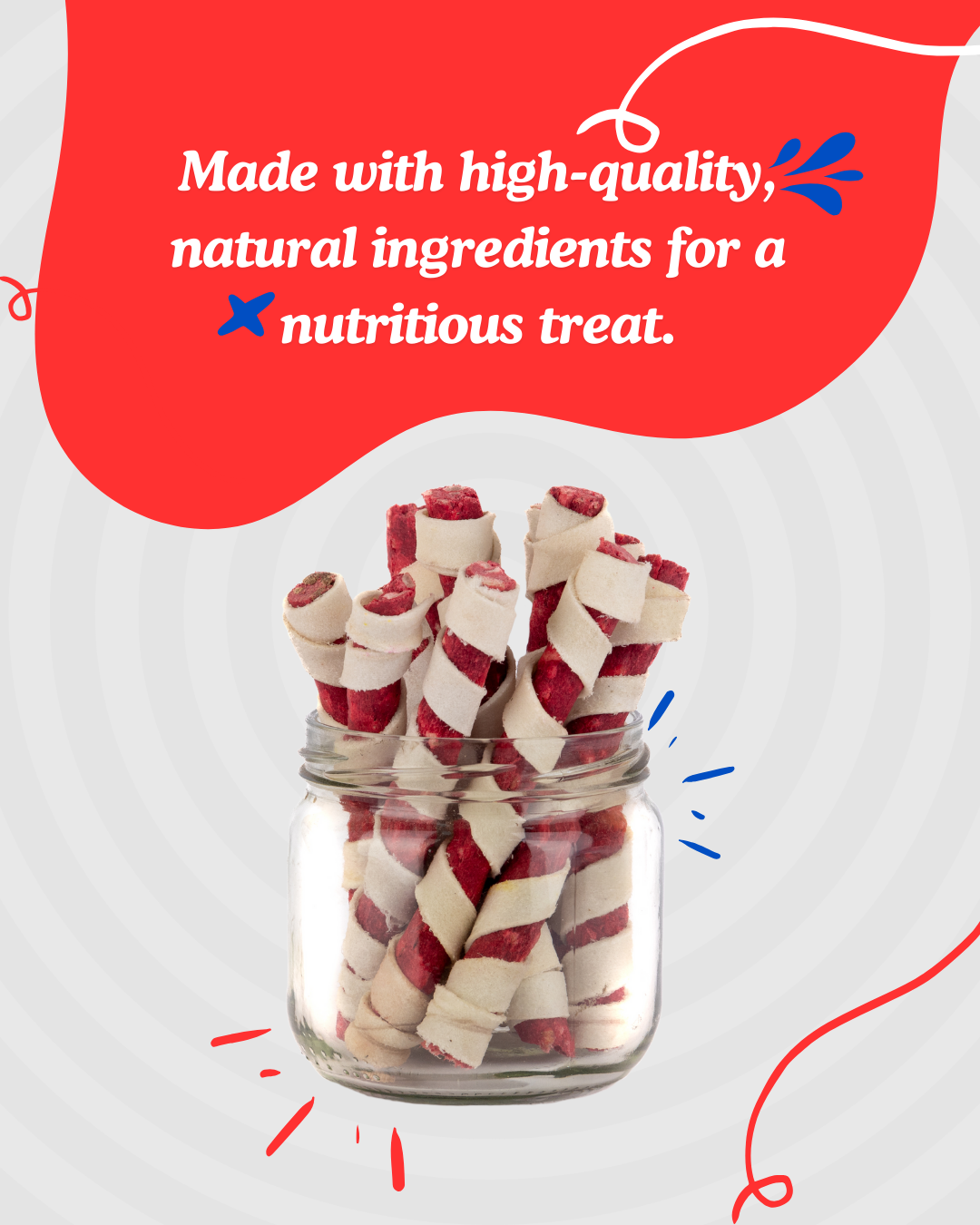 Red Spiral Stick Fun, Chewy, and Delicious Treat for Dogs of All Sizes 200/400 gm