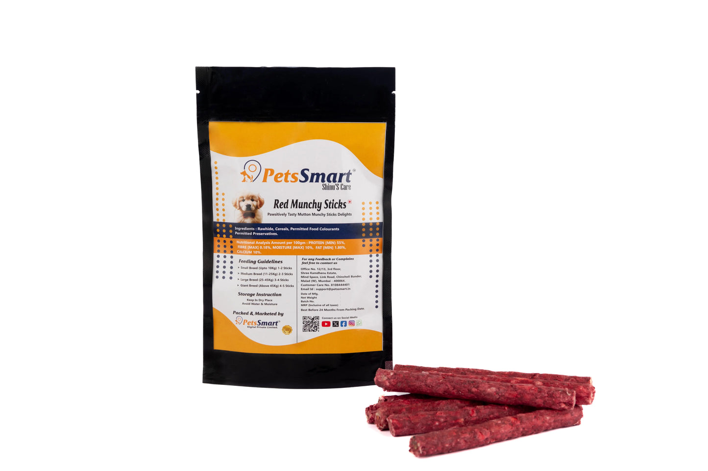 Red Munchies Stick Tasty, Nutritious Chew Treat for Dogs of All Sizes 200/400 gm