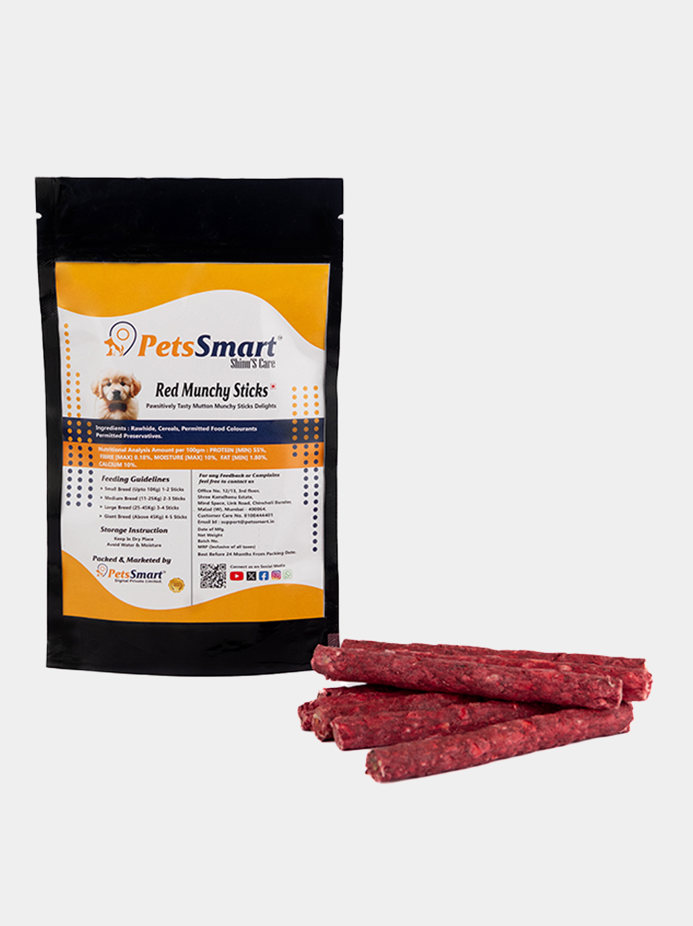 Red Munchies Stick Tasty, Nutritious Chew Treat for Dogs of All Sizes 200/400 gm