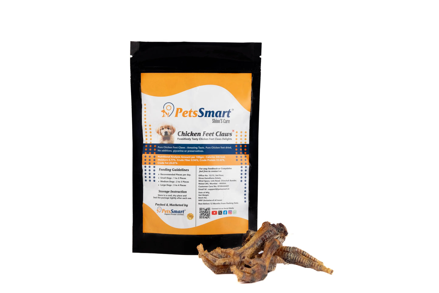 Chicken Feet Chew Dehydrated Jerky Natural Healthy Dog Treat 50/200 gms