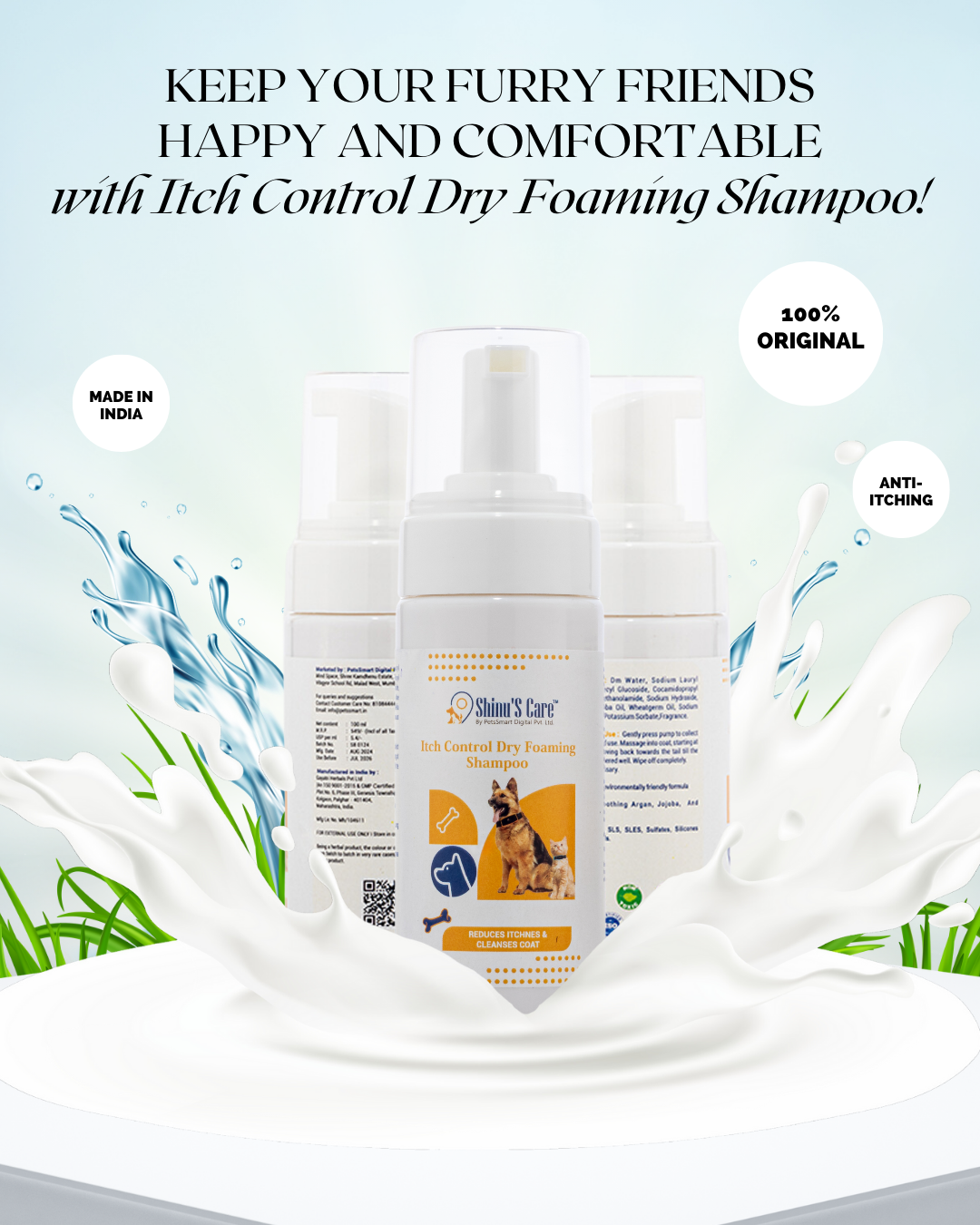 Itch Control Dry Foaming Shampoo: Gentle, Waterless Relief for Itchy, Irritated Skin 100ml