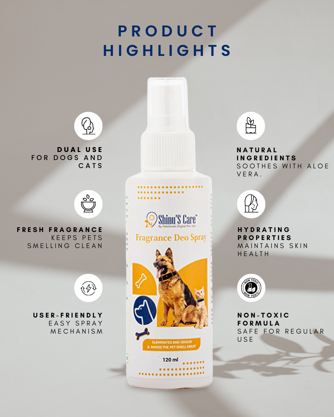 Odour Remover Spray for Pets,Dogs & Cats - Dog Deodorant Spray Urine & Potty Smell Remover 120/30ml