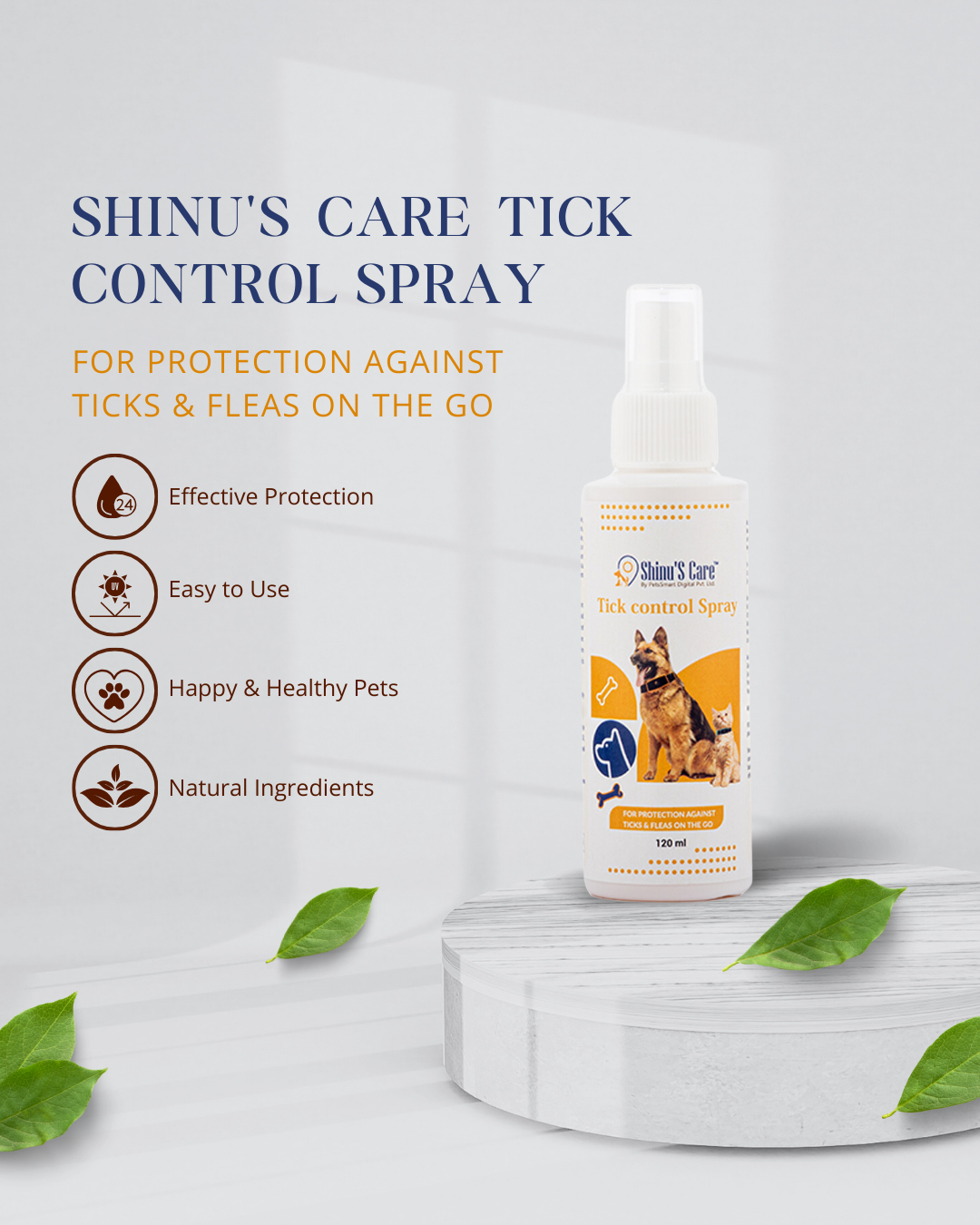 Tick Control Spray Effective Protection for Your Dog Against Ticks and Fleas 120/30ml