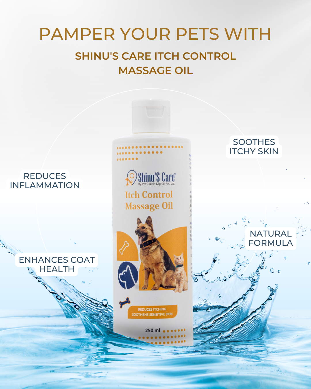 Itch Control Massage Oil for Dogs: Soothing Relief & Moisturizing Comfort for Skin 250/30ml